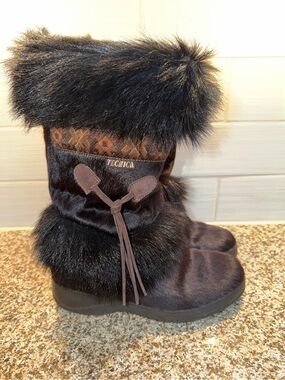 Tecnica Dark Brown Faux Fur Winter Boots with Tassel